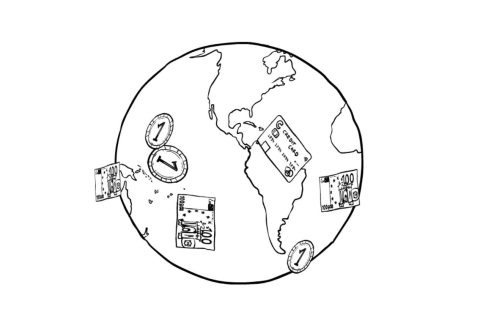 Globus und Geldscheine - WebLab Mein Geld in der Welt